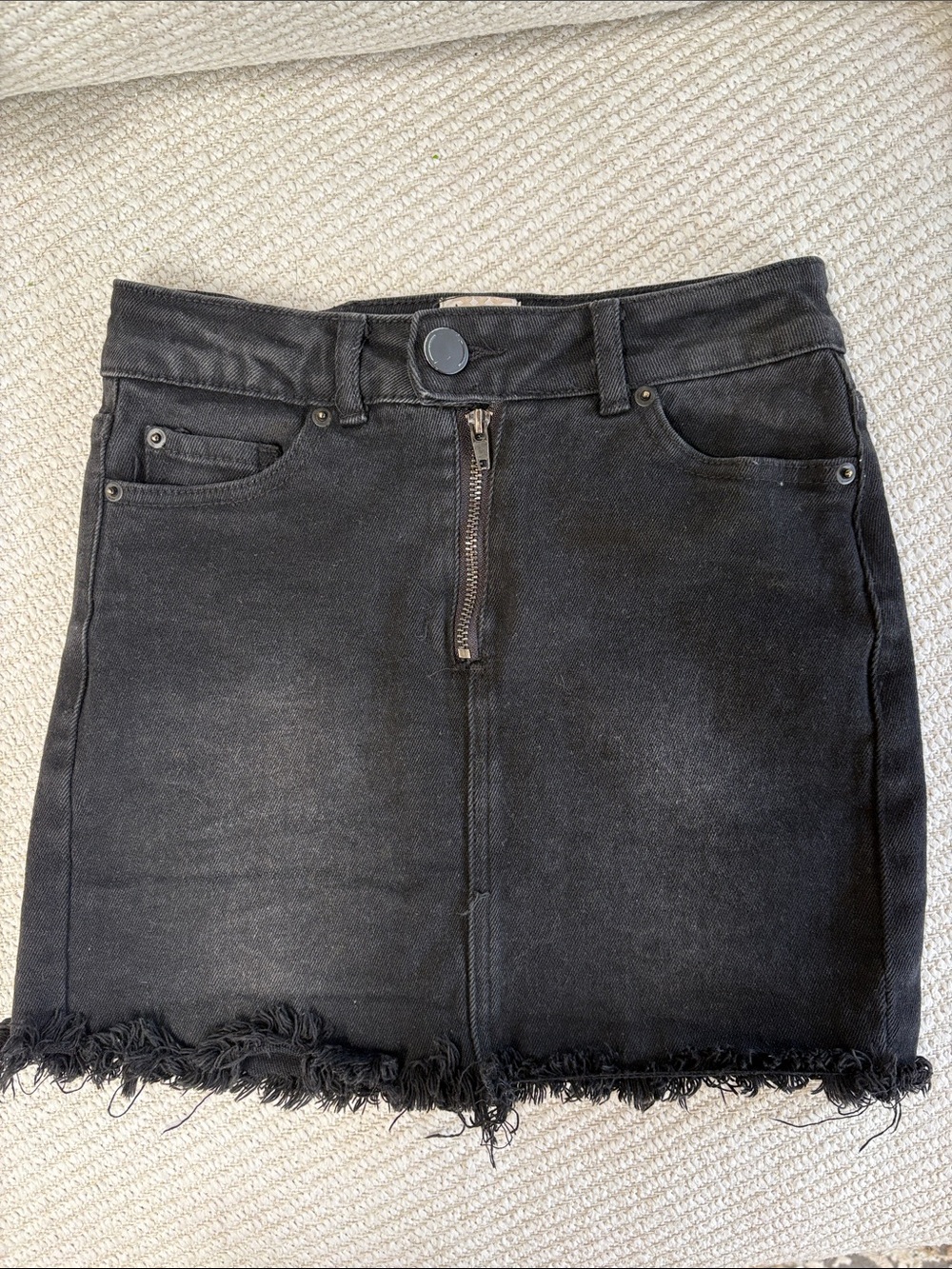 GB Black Frayed Hem Denim Mini Skirt